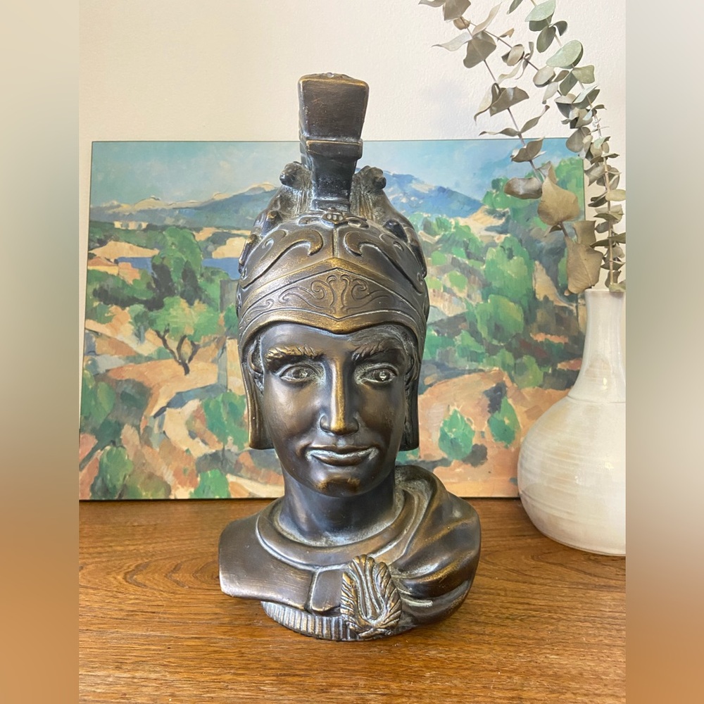 Bronze Roman Soldier Sculpture Devonware Canada Genuine Hand Painted Heavy
